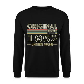 Original 1952 Jahrgang Retro Geburtstag Vintage - Unisex Pullover - Schwarz - Vorne - Alina (178cm) & Michal (187cm)