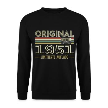 Original 1951 Jahrgang Retro Geburtstag Vintage - Unisex Pullover - Schwarz - Vorne - Alina (178cm) & Michal (187cm)