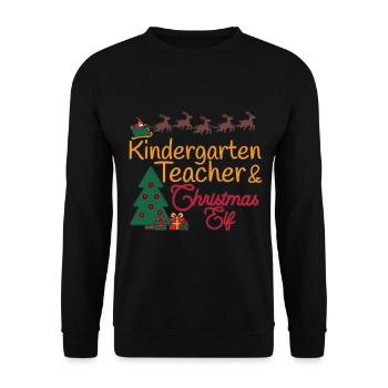 Kindergarten teacher Christmas Xmas Elf - Unisex Sweatshirt - black - Front - Alina (178cm) & Michal (187cm)