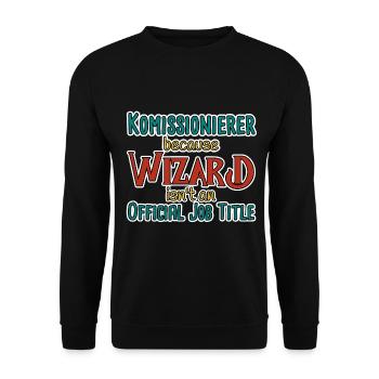 Komissionierer Wizard - Unisex Pullover - Schwarz - Vorne - Alina (178cm) & Michal (187cm)