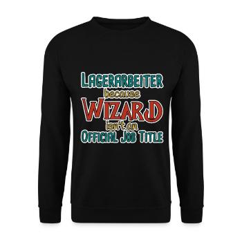 Lagerarbeiter Wizard - Unisex Pullover - Schwarz - Vorne - Alina (178cm) & Michal (187cm)