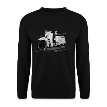 Simson Schwalbe KR51 Roller - Unisex Pullover - Schwarz - Vorne - Alina (178cm) & Michal (187cm)