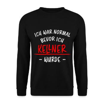 Kellner Lustige Spruch Service Restaurant Geschenk - Unisex Pullover - Schwarz - Vorne - Alina (178cm) & Michal (187cm)