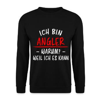 Angler Fisch Hobby Angeln Fische Fun Meer Geschenk - Unisex Pullover - Schwarz - Vorne - Alina (178cm) & Michal (187cm)