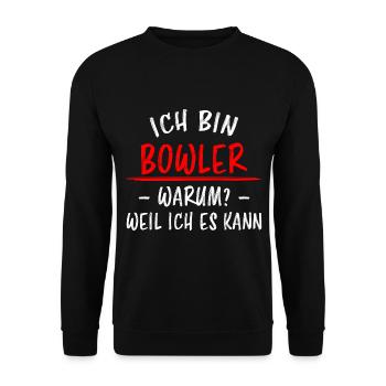 Bowling Lustiger Spruch Bowler Sprüche Geschenk - Unisex Pullover - Schwarz - Vorne - Alina (178cm) & Michal (187cm)