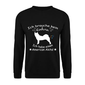 American Akita Hund - American Akita - Unisex Pullover - Schwarz - Vorne - Alina (178cm) & Michal (187cm)