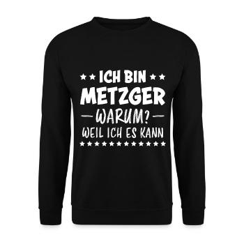 Metzger Beruf Lustiger Spruch Fleischer Geschenk - Unisex Pullover - Schwarz - Vorne - Alina (178cm) & Michal (187cm)