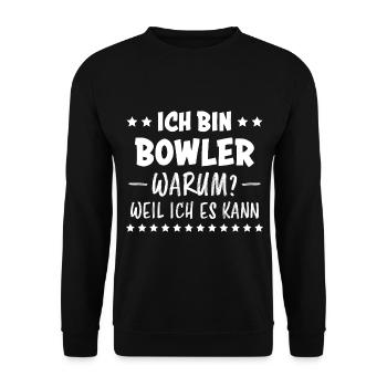 Bowling Spruch Bowlingspieler Fun Bowler Geschenk - Unisex Pullover - Schwarz - Vorne - Alina (178cm) & Michal (187cm)