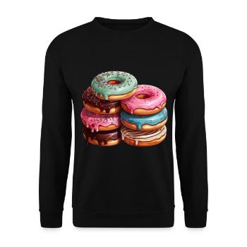 Donut für einen Donut-Liebhaber - Unisex Pullover - Schwarz - Vorne - Alina (178cm) & Michal (187cm)