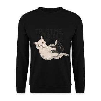Katze Cat - Trust me, I work on Computers - Unisex Pullover - Schwarz - Vorne - Alina (178cm) & Michal (187cm)