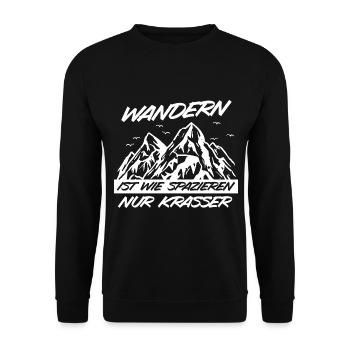 Wandern Spruch Trekking Fun Wanderfreunde Geschenk - Unisex Pullover - Schwarz - Vorne - Alina (178cm) & Michal (187cm)