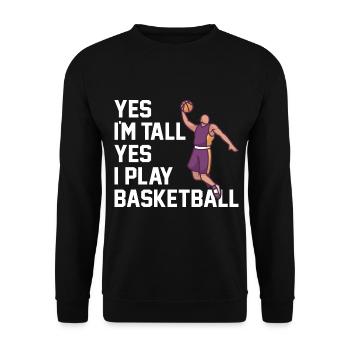 Yes I'm Tall Yes I Play Basketball Design für - Unisex Pullover - Schwarz - Vorne - Alina (178cm) & Michal (187cm)