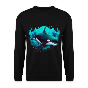 Orca Ozean Wal für einen Orca-Liebhaber und - Unisex Pullover - Schwarz - Vorne - Alina (178cm) & Michal (187cm)