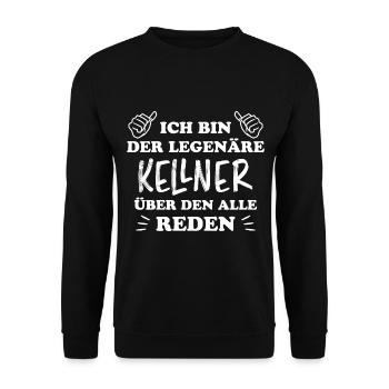 Kellner Lustige Spruch Service Restaurant Geschenk - Unisex Pullover - Schwarz - Vorne - Alina (178cm) & Michal (187cm)