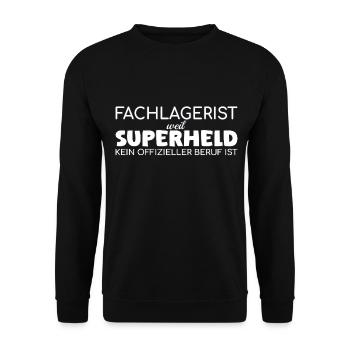 Fachlagerist Superheld - Unisex Pullover - Schwarz - Vorne - Alina (178cm) & Michal (187cm)