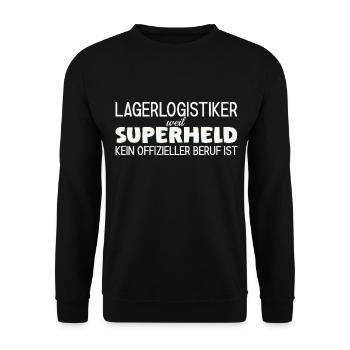 Warehouse logistician superhero - Unisex Sweatshirt - black - Front - Alina (178cm) & Michal (187cm)