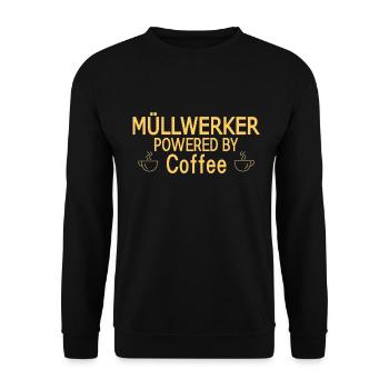 Müllwerker Powered By Coffee - Unisex Sweatshirt - black - Front - Alina (178cm) & Michal (187cm)