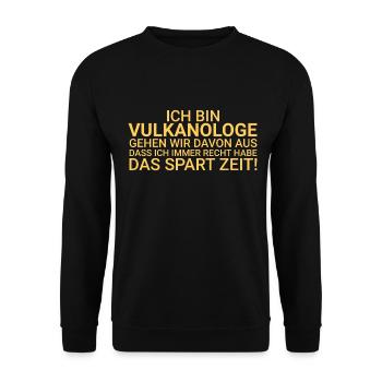 Vulkanologe Zeit Sparen Vulkanologie - Unisex Pullover - Schwarz - Vorne - Alina (178cm) & Michal (187cm)