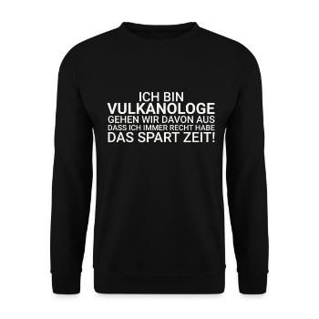Vulkanologe Zeit Sparen Vulkanologie - Unisex Pullover - Schwarz - Vorne - Alina (178cm) & Michal (187cm)