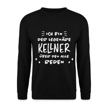 Kellner Lustige Spruch Service Restaurant Geschenk - Unisex Pullover - Schwarz - Vorne - Alina (178cm) & Michal (187cm)