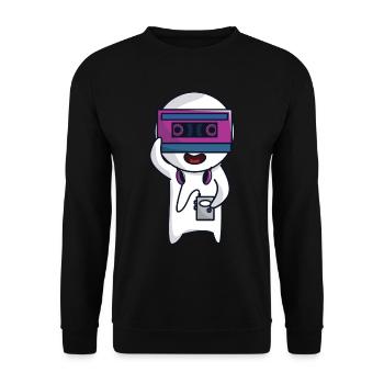 Retro Musik Kassette - Unisex Pullover - Schwarz - Vorne - Alina (178cm) & Michal (187cm)