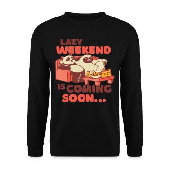Lazy Weekend, Panda Sloth on Sofa, Relax - Unisex Sweatshirt - black - Front - Alina (178cm) & Michal (187cm)