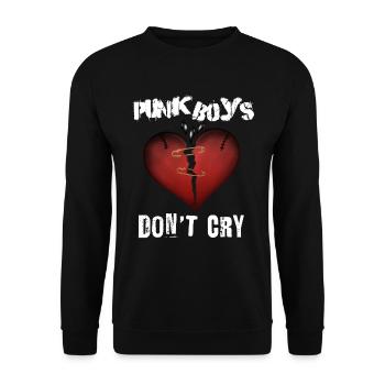 Punkboys Don't Cry Heart Friends Gift - Unisex Sweatshirt - black - Front - Alina (178cm) & Michal (187cm)