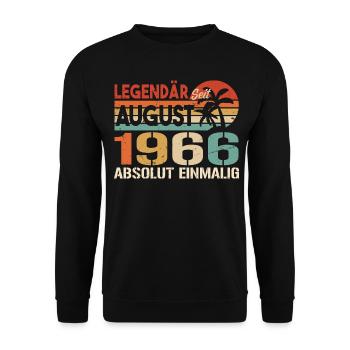 Geboren im August 1966 Funny Birthday Retro - Unisex Pullover - Schwarz - Vorne - Alina (178cm) & Michal (187cm)