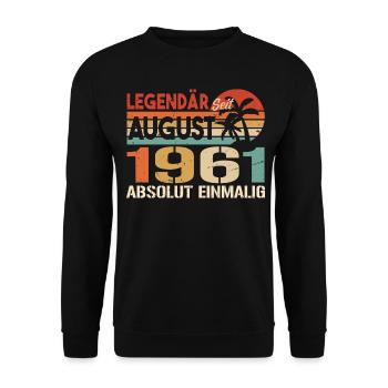 Geboren im August 1961 Funny Birthday Retro - Unisex Pullover - Schwarz - Vorne - Alina (178cm) & Michal (187cm)