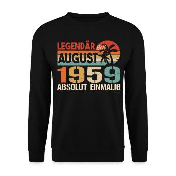Geboren im August 1959 Funny Birthday Retro - Unisex Pullover - Schwarz - Vorne - Alina (178cm) & Michal (187cm)