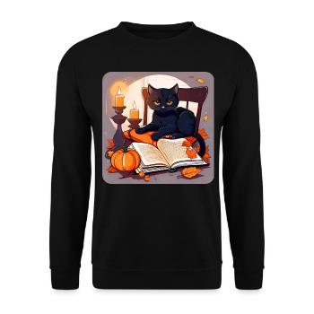 Black cat in halloween mood - Unisex Sweatshirt - black - Front - Alina (178cm) & Michal (187cm)