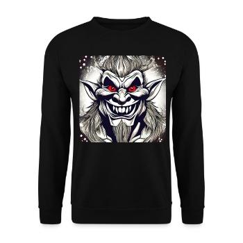 Evil grinning troll with red eyes - Unisex Sweatshirt - black - Front - Alina (178cm) & Michal (187cm)