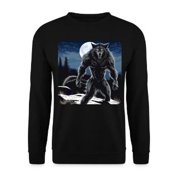 Unheimlicher Werwolf - Unisex Pullover - Schwarz - Vorne - Alina (178cm) & Michal (187cm)