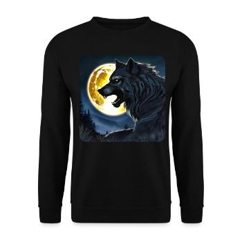 Böser Wolf im Vollmond - Unisex Pullover - Schwarz - Vorne - Alina (178cm) & Michal (187cm)
