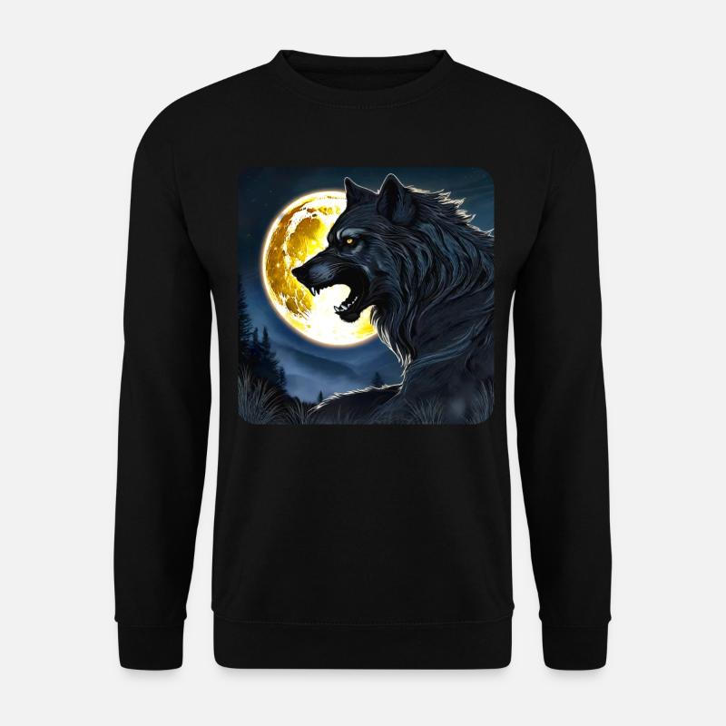 Big Wolf in Full Moon - Unisex Sweatshirt - black
