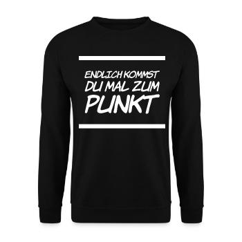 endlich kommst du mal zum Punkt - Unisex Pullover - Schwarz - Vorne - Alina (178cm) & Michal (187cm)