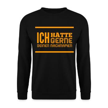 ich hätte gern deinen Nachnamen - Unisex Pullover - Schwarz - Vorne - Alina (178cm) & Michal (187cm)