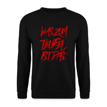 was zum Teufel ist das? - Unisex Pullover - Schwarz - Vorne - Alina (178cm) & Michal (187cm)