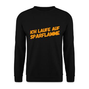 ich laufe auf Sparflamme - Unisex Pullover - Schwarz - Vorne - Alina (178cm) & Michal (187cm)