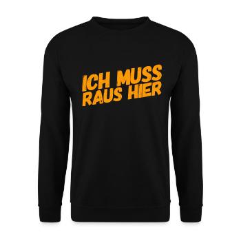 ich kann hier nicht bleiben - Unisex Pullover - Schwarz - Vorne - Alina (178cm) & Michal (187cm)