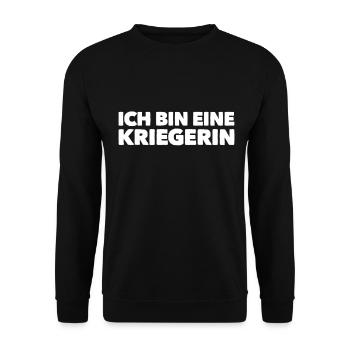 vor dir steht eine Kriegerin - Unisex Pullover - Schwarz - Vorne - Alina (178cm) & Michal (187cm)