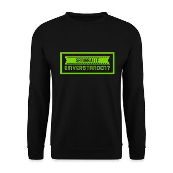 wollt ihr das auch? - Unisex Pullover - Schwarz - Vorne - Alina (178cm) & Michal (187cm)
