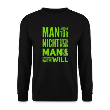 Wölfe draussen halten - Unisex Pullover - Schwarz - Vorne - Alina (178cm) & Michal (187cm)