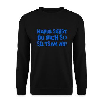 dein Blick ist seltsam - Unisex Pullover - Schwarz - Vorne - Alina (178cm) & Michal (187cm)