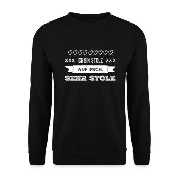 ich bin voller Stolz - Unisex Pullover - Schwarz - Vorne - Alina (178cm) & Michal (187cm)