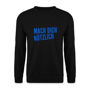 mach dich nützlich - Unisex Pullover - Schwarz - Vorne - Alina (178cm) & Michal (187cm)