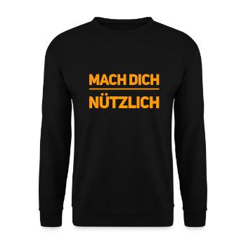 mach etwas sinnvoles - Unisex Pullover - Schwarz - Vorne - Alina (178cm) & Michal (187cm)