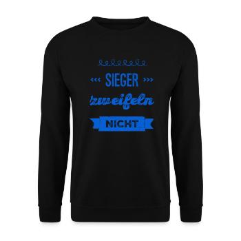 vor dir steht ein Sieger - Unisex Pullover - Schwarz - Vorne - Alina (178cm) & Michal (187cm)