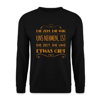 die Zeit die wir uns nehmen - Unisex Pullover - Schwarz - Vorne - Alina (178cm) & Michal (187cm)