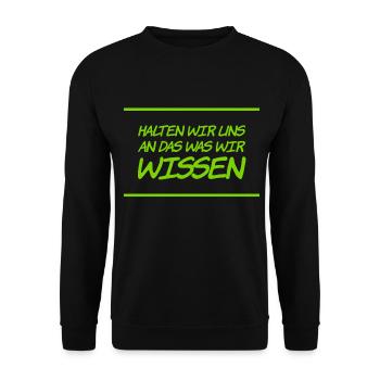 halten wir uns an die Fakten - Unisex Pullover - Schwarz - Vorne - Alina (178cm) & Michal (187cm)